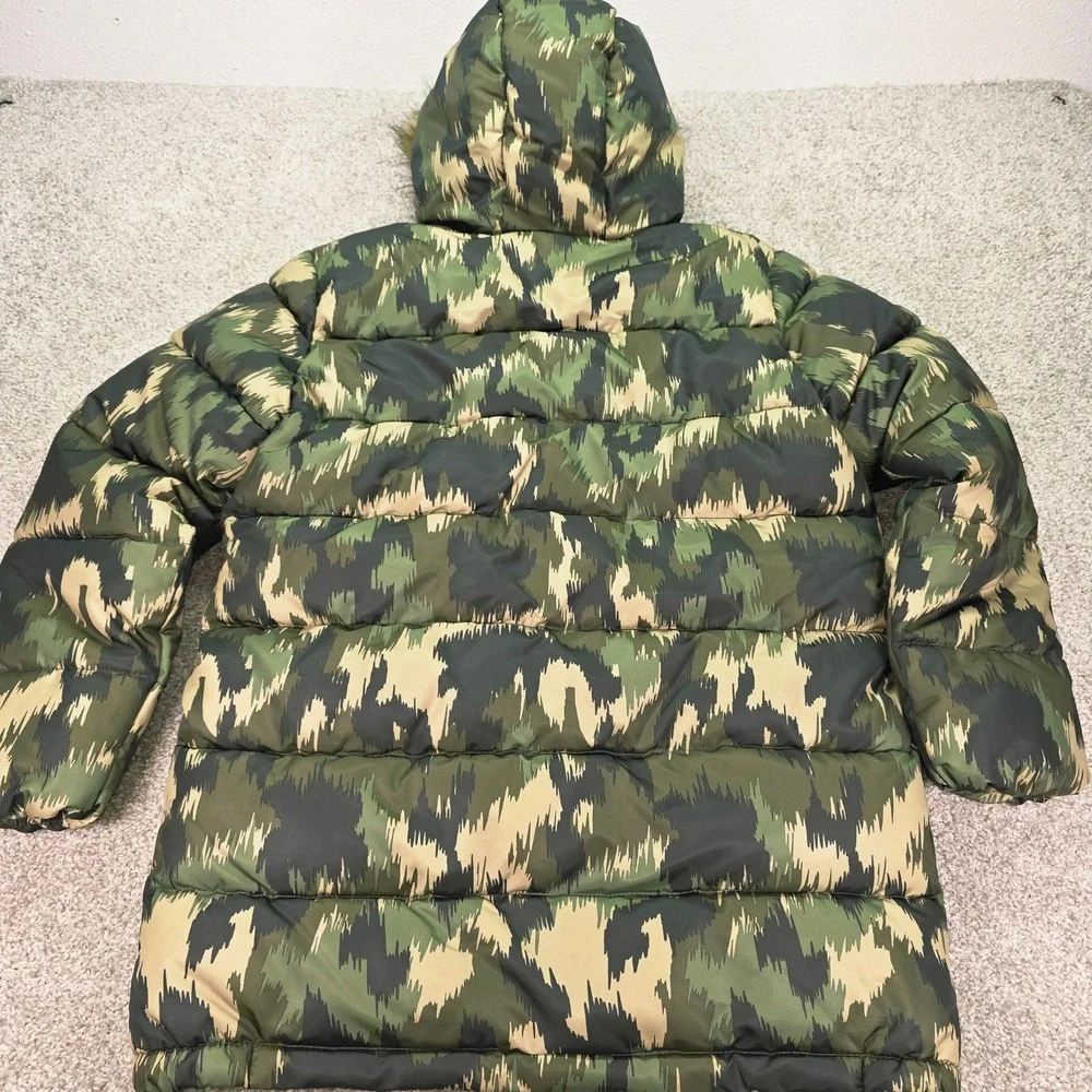 NEW Childrens Place Kids XXL 16 Camo Puffer Parka Faux Fur Hood Water Resistant